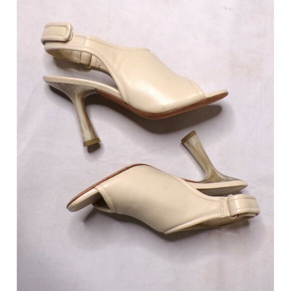 VINCE Quest Padded Square Toe Slingback Sandal Shoe Leather Ivory Off-White 6 - Picture 13 of 14